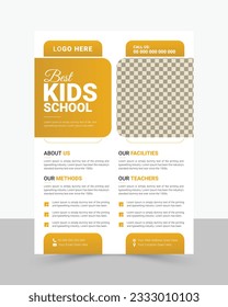 Kids School Admission Flyer Design, Educational Template.