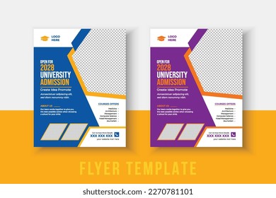kids school admission flyer template. Flyer brochure cover template for Kids back to school education admission layout design. Creative and modern kids admission education poster, brochure layout.