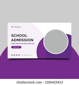 Kids School admission horizontal web banner template