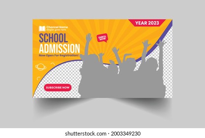 Kids school admission modern custom video thumbnail and web banner template