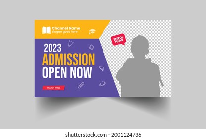 Kids school admission modern editable video thumbnail and web banner template