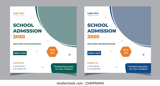 Kids School Admission Professional Square Flyer Social Media Post Banner Design Template
