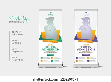 Kid's school admission  roll up and colorful rack card design