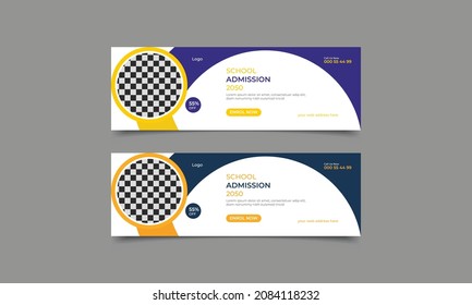 Kids school admission social media post cover design. vector illustration..eps