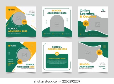 Kids School Admission Social Media Post template, school admission banners, Back to School admission, social media post template
