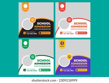 Kids school admission social media post template school admission promotion social media template	