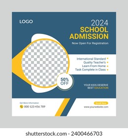 Kids school admission social media vector ad post template
