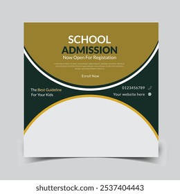 Kids school admission social media post and back to school web banner higher education square flyer study abroad poster template

