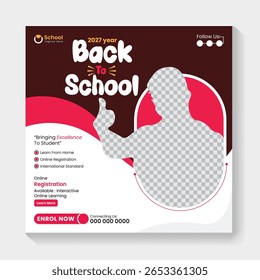 Crianças admissão escolar social post e volta à escola web banner ensino superior quadrado folheto estudo no exterior modelo poster
