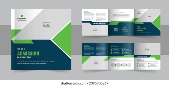 Kids school admission Square Trifold Brochure, school trifold brochure design, back to school admission trifold brochure design template or school admission square trifold brochure template