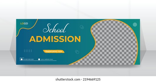 Kids school admission timeline cover Social media post design, or Web banner layout template.
