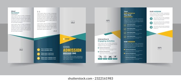 Kids school admission trifold brochure template, School trifold brochure design, Kids back to school education admission trifold brochure template, kids academy brochure template