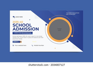 Kids School Admission Web Banner Design Template. Vector EPS 10