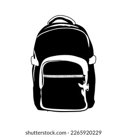 Kinderschul-Rucksack auf Schwarz-Weiß-Symbol, Vektorgrafik im trendigen, flachen Cartoon-Stil. Bearbeitbare grafische Ressourcen für viele Zwecke.