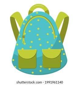 Сolored kids school backpack in flat style.  Education, study back to school, rucksack. Isolated on white background. Vector illustration.