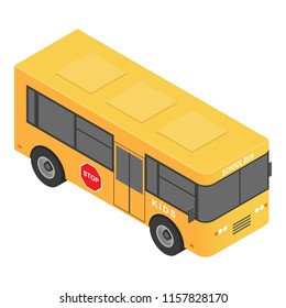 Kids school bus icon. Isometric of kids school bus vector icon for web design isolated on white background