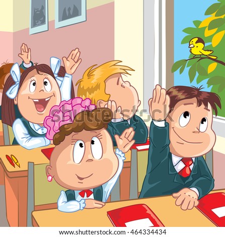 kids school cartoon vector illustration stock vector royalty free kids in school cartoon