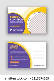 Kids school college admission postcard design template vector layout