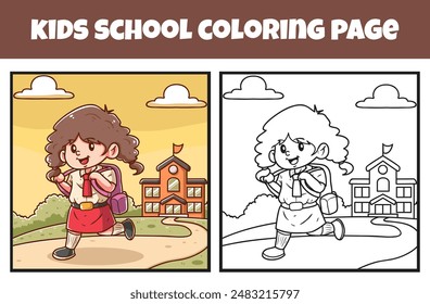 Kids school coloring page vector illustration