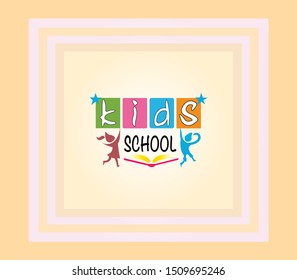 Kids School, colourful background - vector illustration