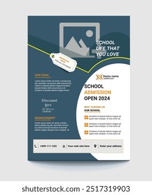 Kids school education admission flyer or poster design template in 2025