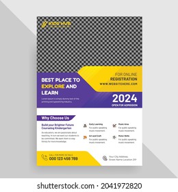 Kids school education flyer design vector template
