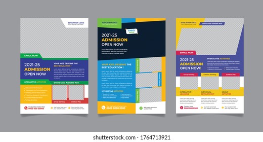 Kids School Education Flyer, poster, handbill, social media banner, template