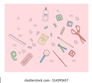Kids school elements isolated vector/Editable Eps10