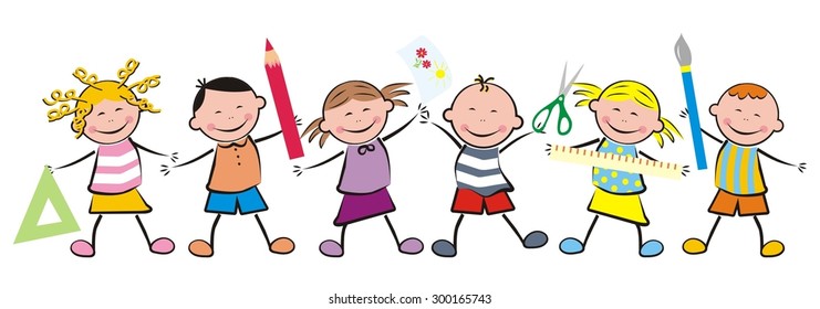 kids and school equipment, vector icon