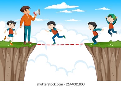 Kids in a school field trip illustration