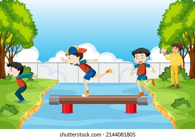 Kids in a school field trip illustration