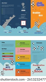 kids school learn with fun trifold educational brochure template design