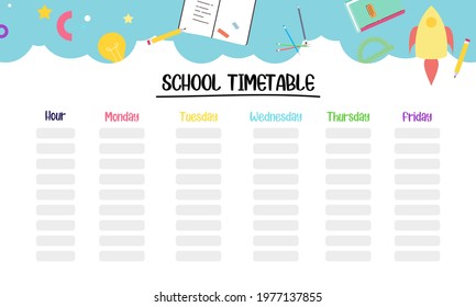 Kids School Planner Grafis. School Timetable For Student