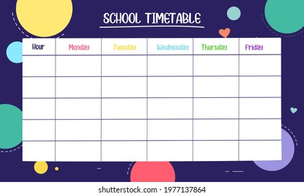 Kids School Planner Grafis School Timetable Stock Vector (Royalty Free ...