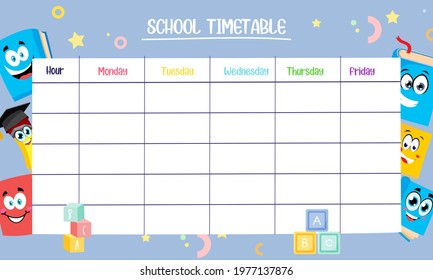 Kids School Planner Grafis. School Timetable For Student