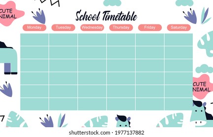 Kids School Planner Grafis. School Timetable For Student