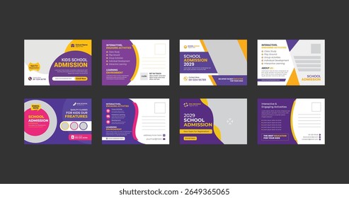 Kids school promotion education admission postcard template Bundle. Junior School Education Admission Eddm Postcard
