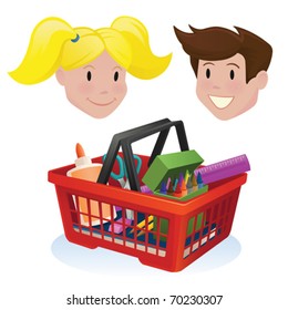 Kids School Shopping - vector