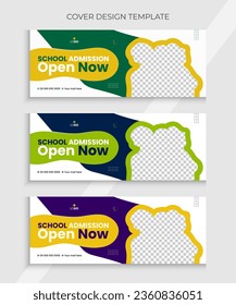 kids school social media cover design, School admission web banner template.