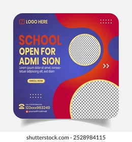 Kids School Social Media Post Design Clean Template
