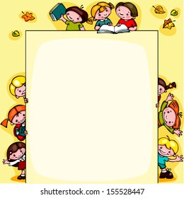 kids  school yellow background.  Place for text
