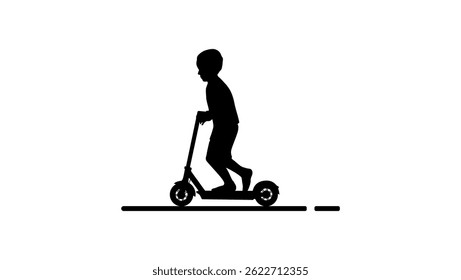 Kids Scooter, black isolated silhouette