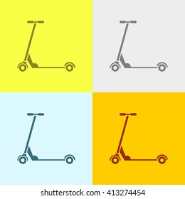 Kids Scooter Icon on Four Different Backgrounds. Eps-10.