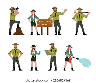 kids scout. adventure little characters hiking kids with adult teachers tourists vector illustration