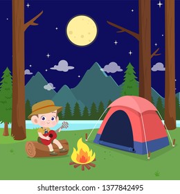 Kids Scouts Camp Vector Illustration Stock Vector (Royalty Free) 1377842495