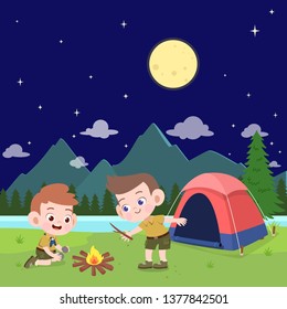 Kids Scouts Camp Vector Illustration Stock Vector (Royalty Free ...