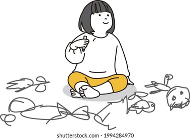 Kids scribbling on the floor