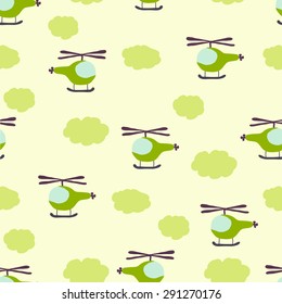 kids seamless pattern: Aircraft and clouds