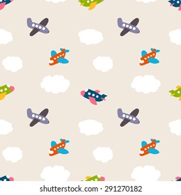 kids seamless pattern: Aircraft and clouds