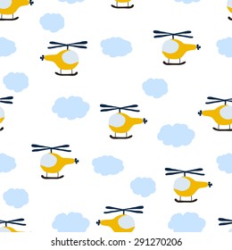 kids seamless pattern: Aircraft and clouds